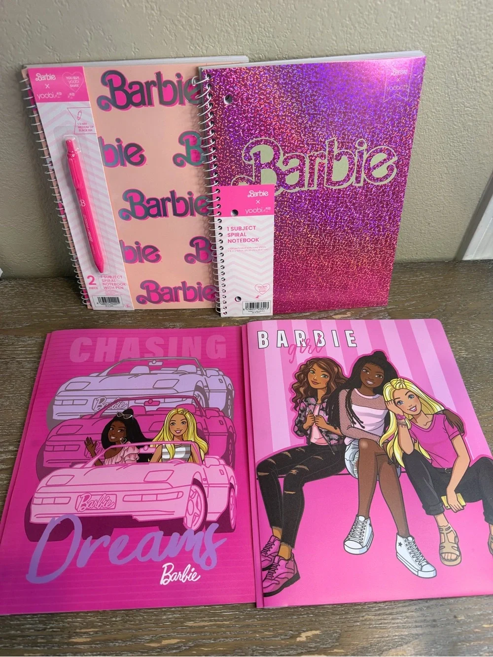 Barbie X Yoobi Notebooks, Pen and folders bundle